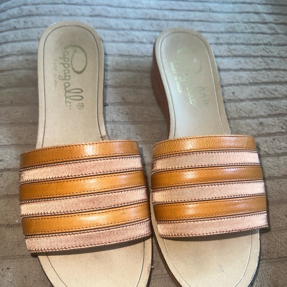 Italian pappagallo shoes Striped Sandals vintage size 5